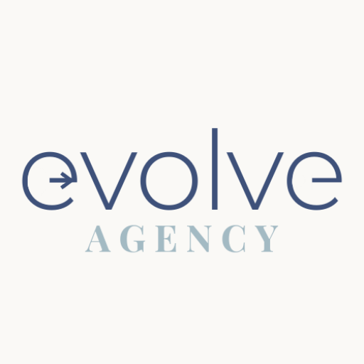 evolve agency ok company logo with clock on the e